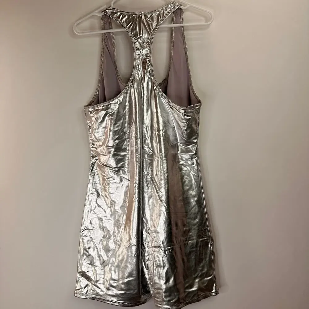 Skims Metallic Silver Racerback Cycle Suit Size 4X New with tags